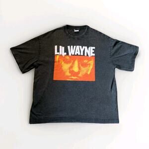 Lil Wayne T-Shirt LiL WAYNE x ZARA Oversized Baggy Black Grey Graphic - Medium*
